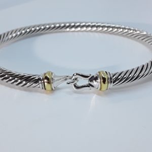 David Yurman Cable Buckle Bracelet in Silver with 18K Gold