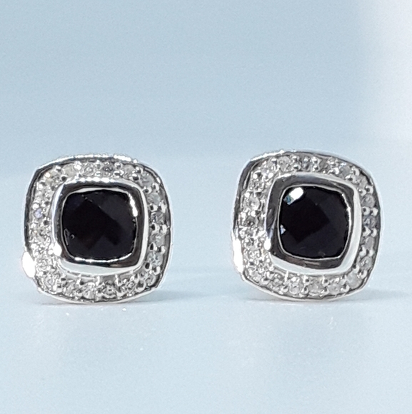 David Yurman Petite Albion Stud Earrings With Black Onyx & Pavé Diamonds - Image 2