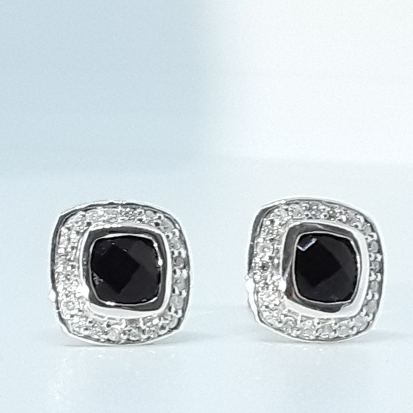 David Yurman Petite Albion Stud Earrings With Black Onyx & Pavé Diamonds