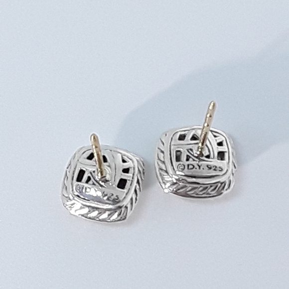 David Yurman Petite Albion Stud Earrings With Black Onyx & Pavé Diamonds - Image 6