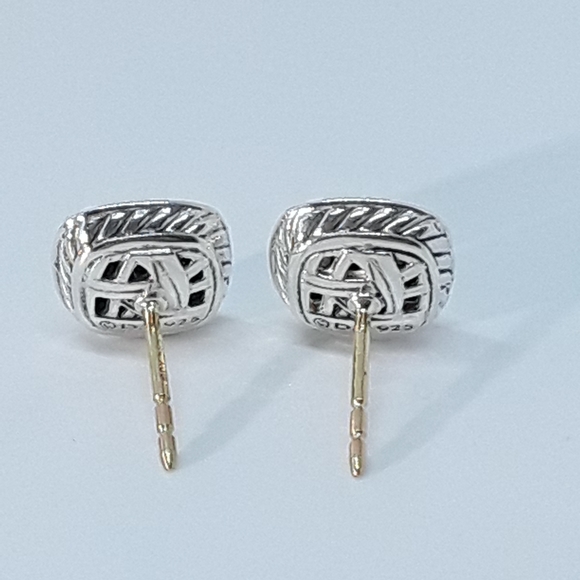 David Yurman Petite Albion Stud Earrings With Black Onyx & Pavé Diamonds - Image 7