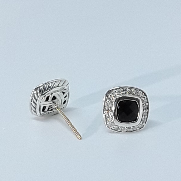David Yurman Petite Albion Stud Earrings With Black Onyx & Pavé Diamonds - Image 8