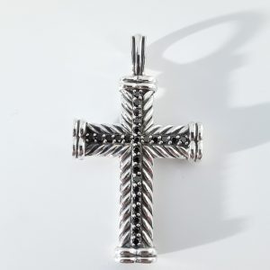 David Yurman Men's Chevron Cross with Black Diamonds