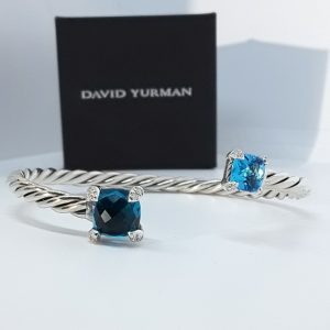 David Yurman Chatelaine Bypass Bracelet with Hampton Blue Topaz and Blue Topaz