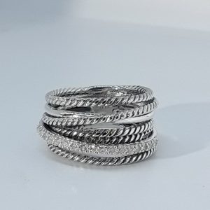 David Yurman Crossover Ring with Pavé Diamonds
