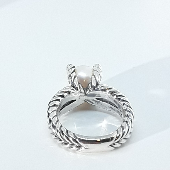David Yurman Cable Classics Pearl Ring with Pavé Diamonds - Image 4