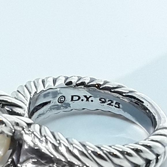 David Yurman Cable Classics Pearl Ring with Pavé Diamonds - Image 6